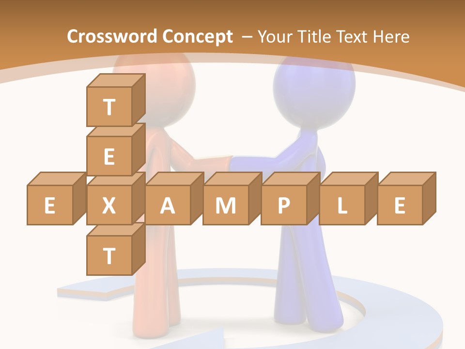 Two Orange And Blue People Shaking Hands Powerpoint Template PowerPoint Template