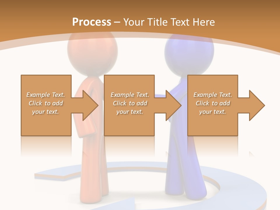 Two Orange And Blue People Shaking Hands Powerpoint Template PowerPoint Template
