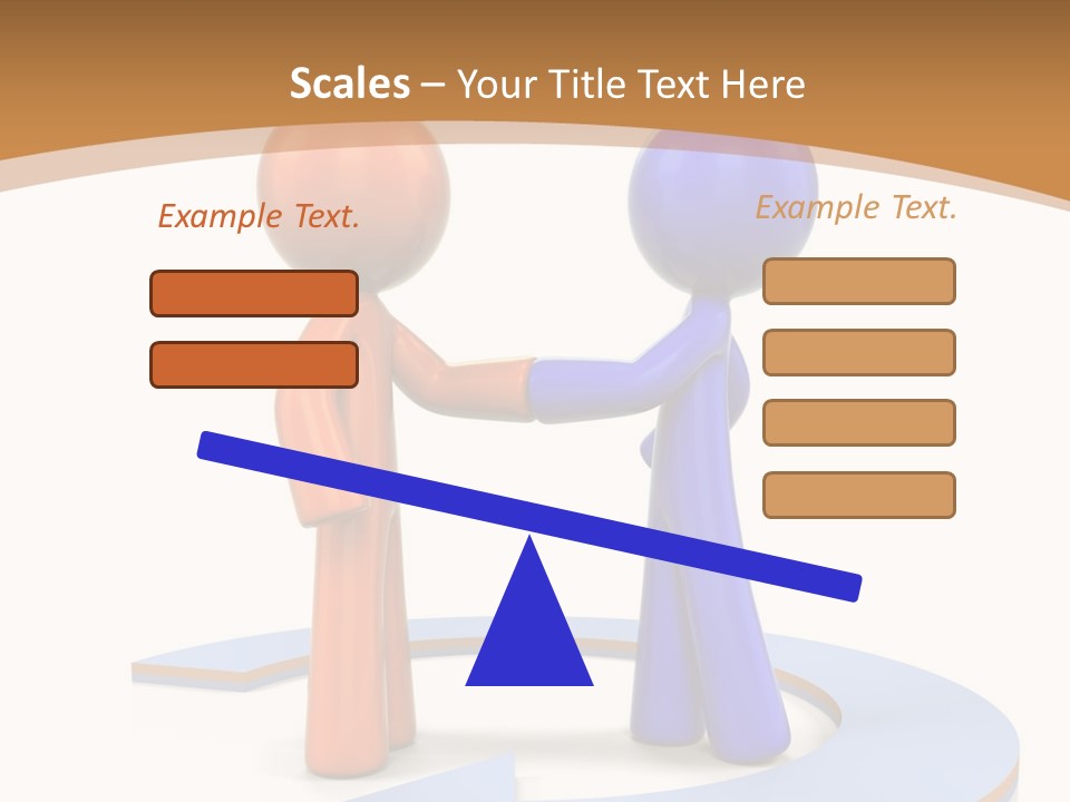 Two Orange And Blue People Shaking Hands Powerpoint Template PowerPoint Template