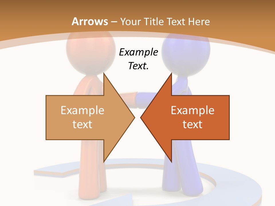 Two Orange And Blue People Shaking Hands Powerpoint Template PowerPoint Template