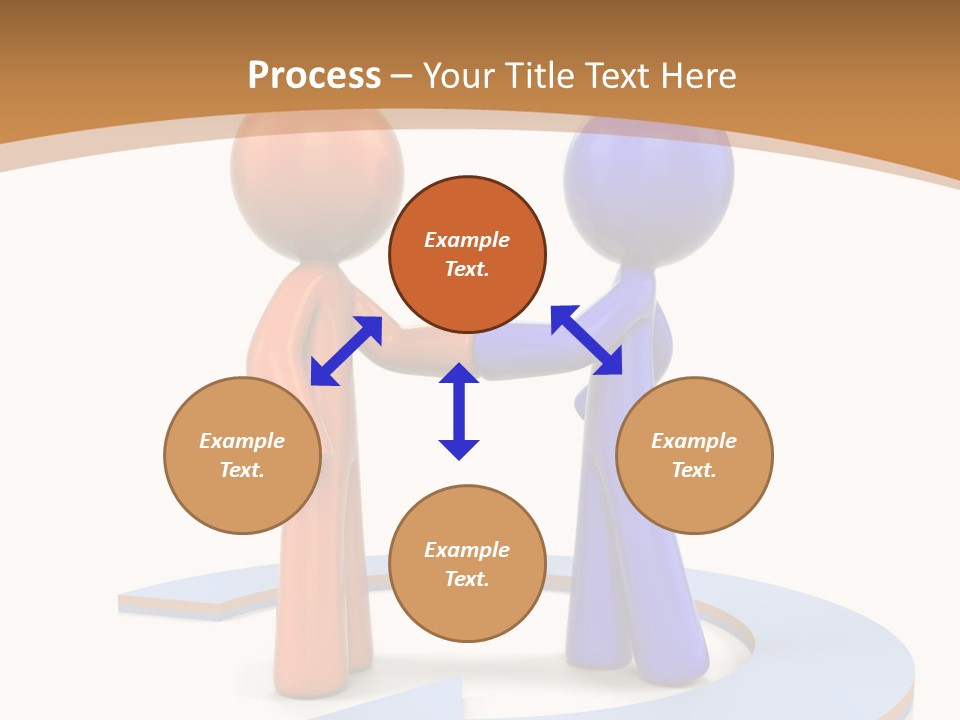 Two Orange And Blue People Shaking Hands Powerpoint Template PowerPoint Template