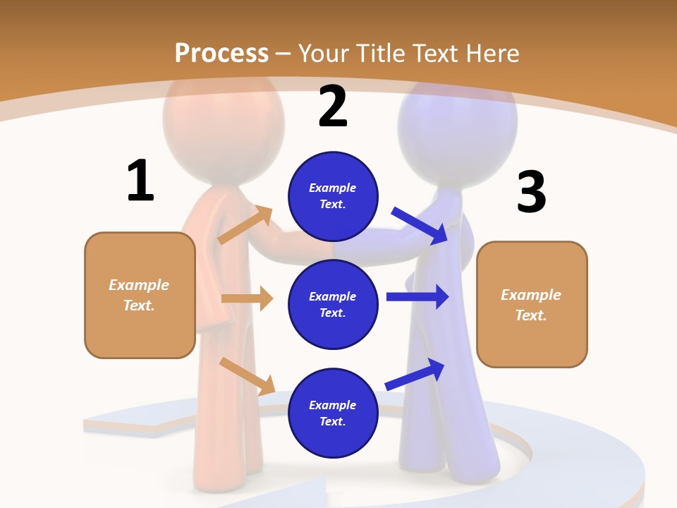 Two Orange And Blue People Shaking Hands Powerpoint Template PowerPoint Template