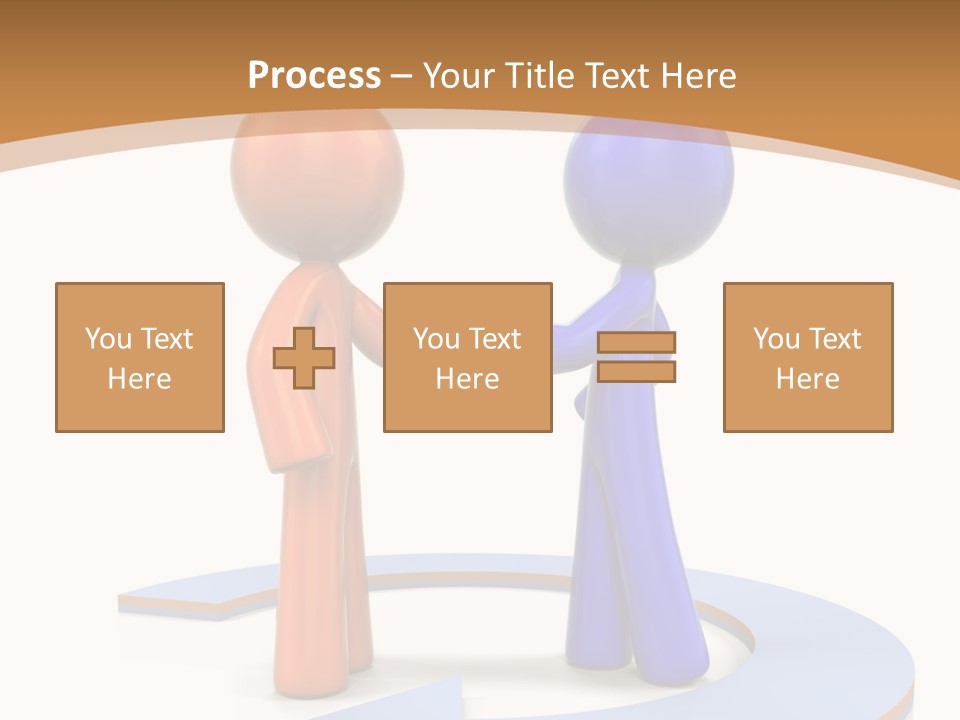 Two Orange And Blue People Shaking Hands Powerpoint Template PowerPoint Template