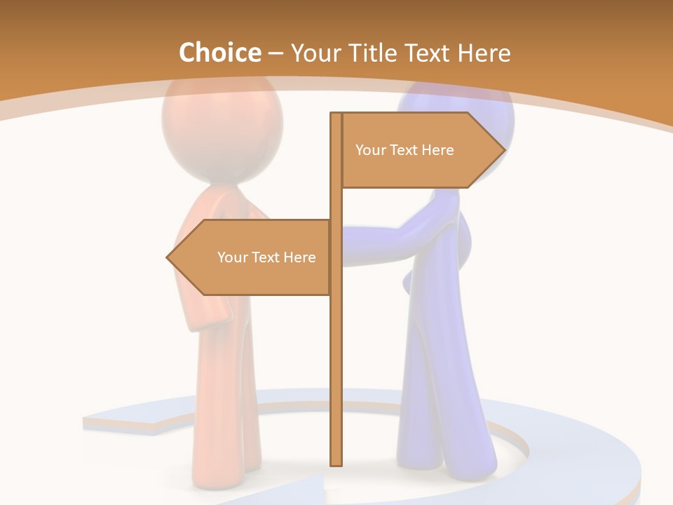 Two Orange And Blue People Shaking Hands Powerpoint Template PowerPoint Template