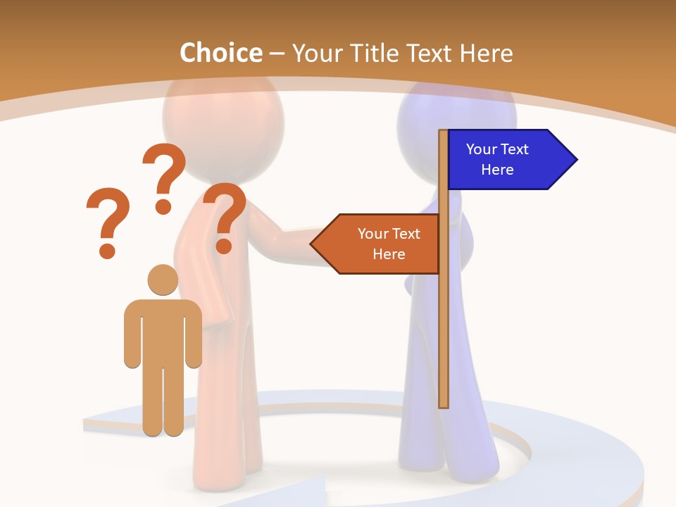 Two Orange And Blue People Shaking Hands Powerpoint Template PowerPoint Template