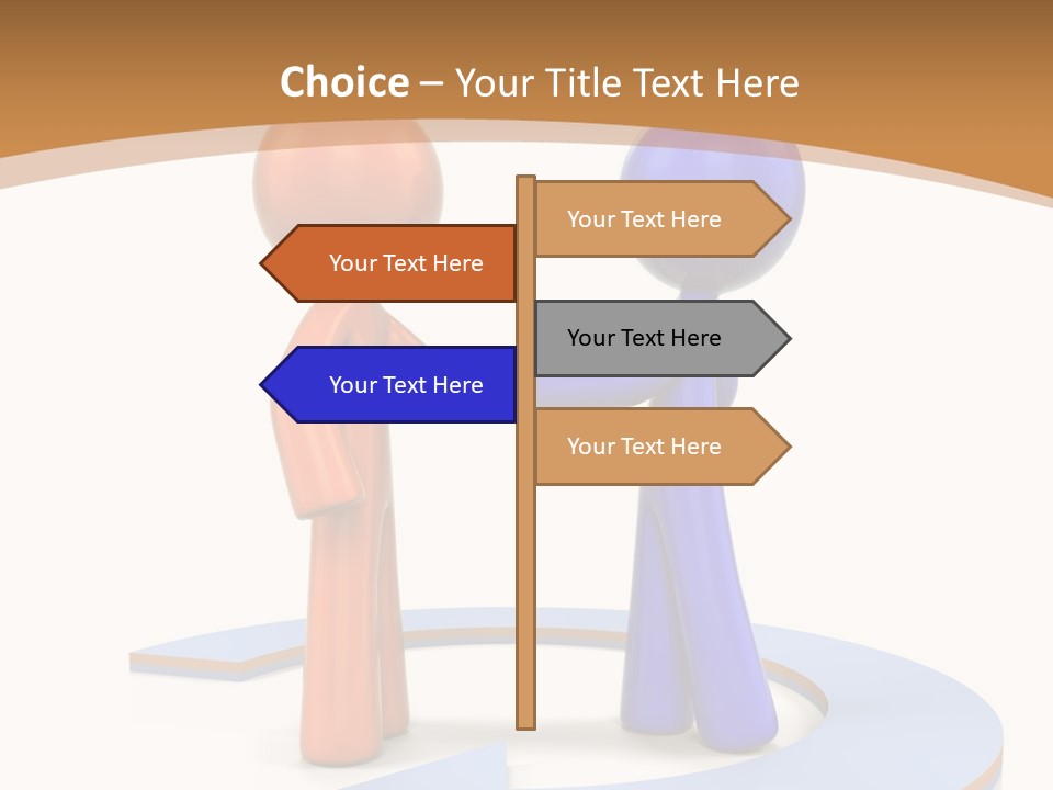 Two Orange And Blue People Shaking Hands Powerpoint Template PowerPoint Template