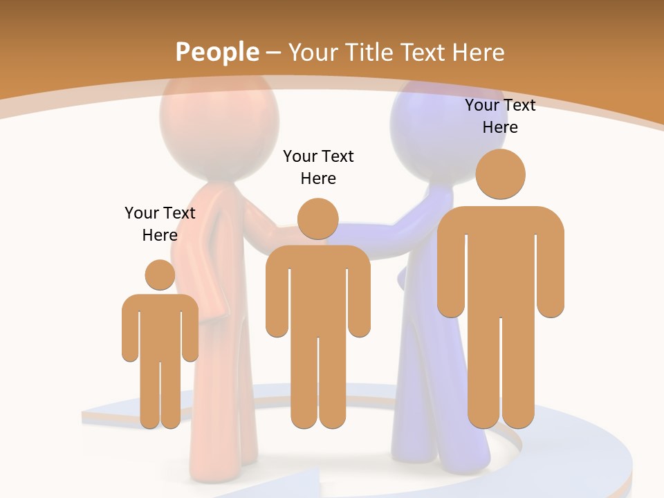 Two Orange And Blue People Shaking Hands Powerpoint Template PowerPoint Template