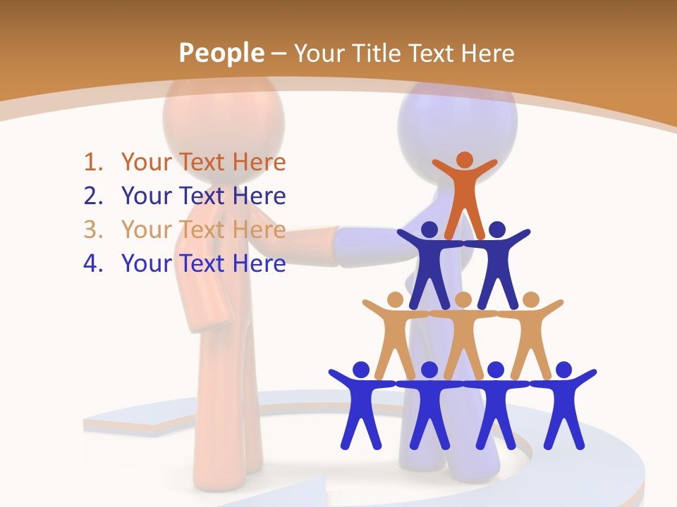 Two Orange And Blue People Shaking Hands Powerpoint Template PowerPoint Template