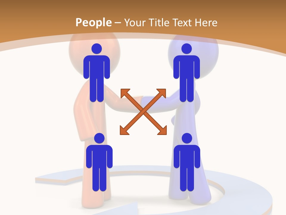 Two Orange And Blue People Shaking Hands Powerpoint Template PowerPoint Template