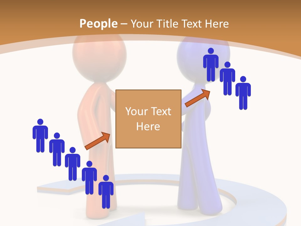 Two Orange And Blue People Shaking Hands Powerpoint Template PowerPoint Template