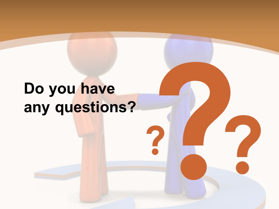 Two Orange And Blue People Shaking Hands Powerpoint Template PowerPoint Template