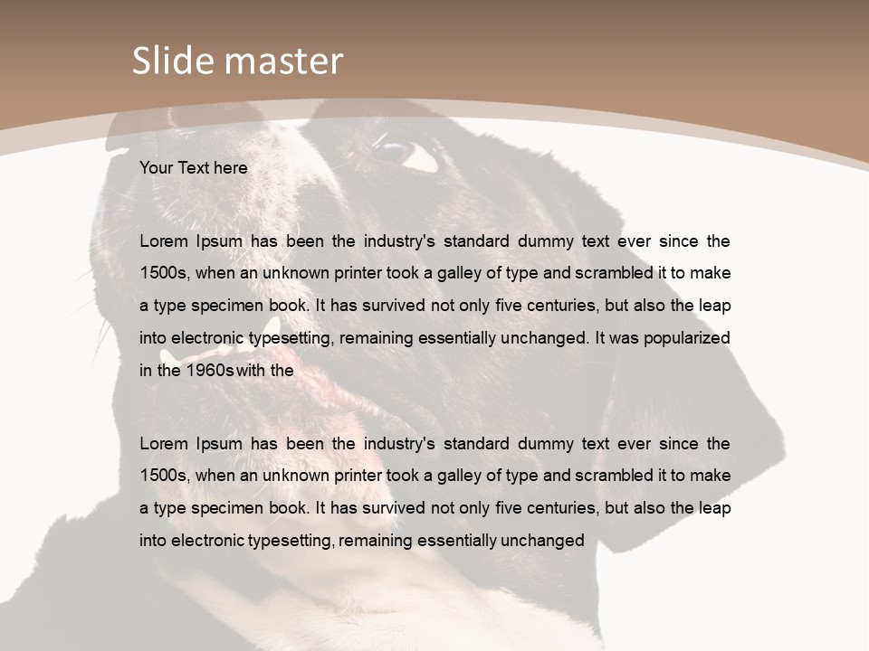 A Black And White Dog With His Mouth Open PowerPoint Template
