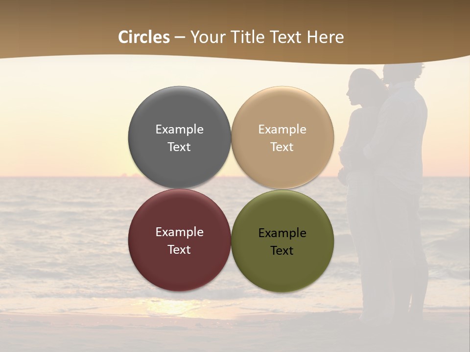 Two People Standing On A Beach At Sunset PowerPoint Template