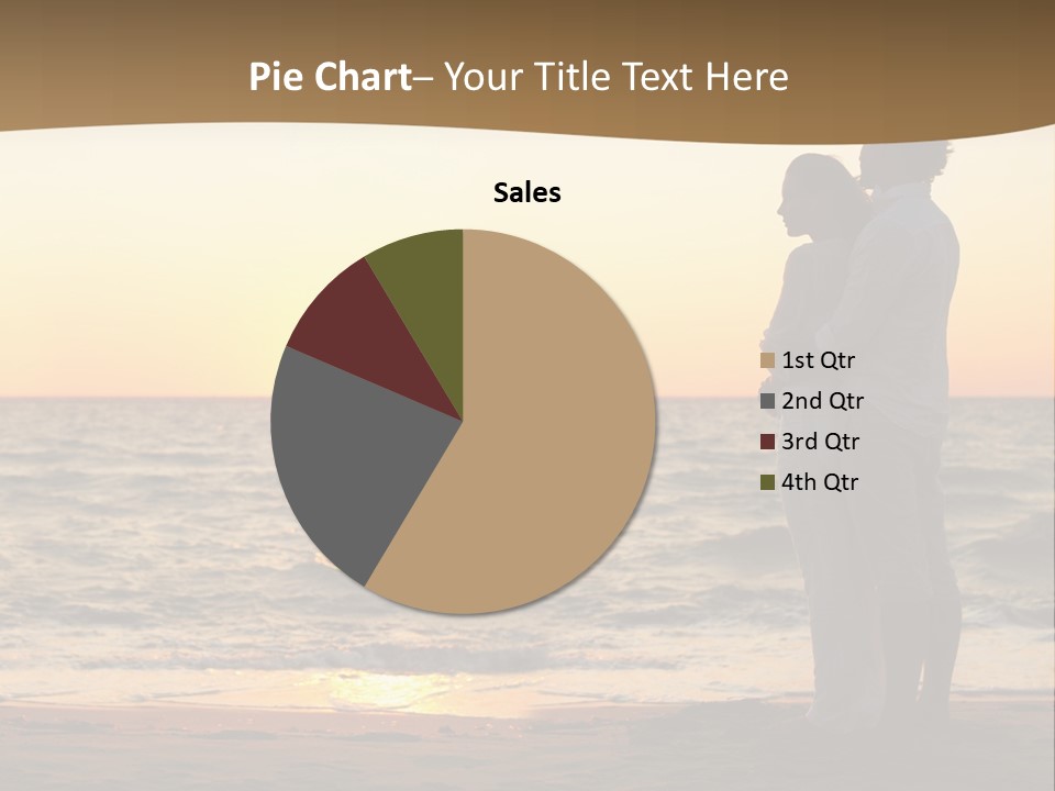 Two People Standing On A Beach At Sunset PowerPoint Template