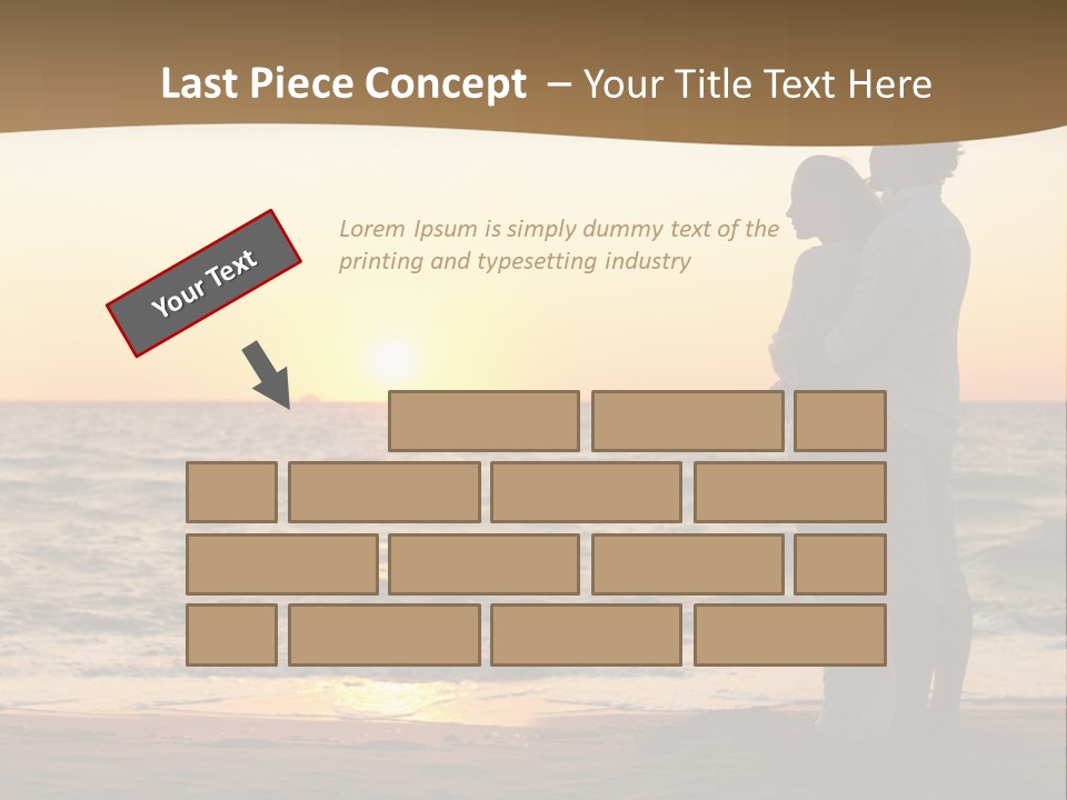 Two People Standing On A Beach At Sunset PowerPoint Template