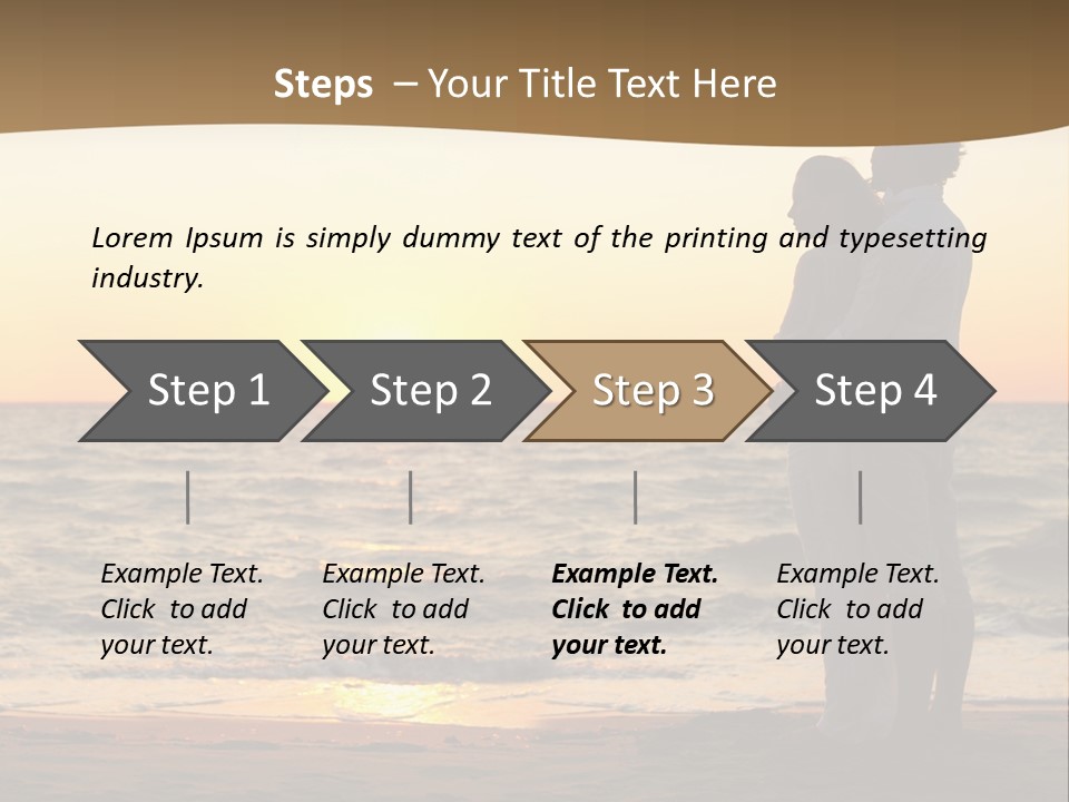Two People Standing On A Beach At Sunset PowerPoint Template