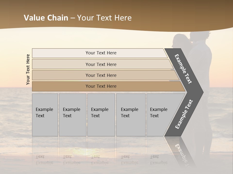 Two People Standing On A Beach At Sunset PowerPoint Template