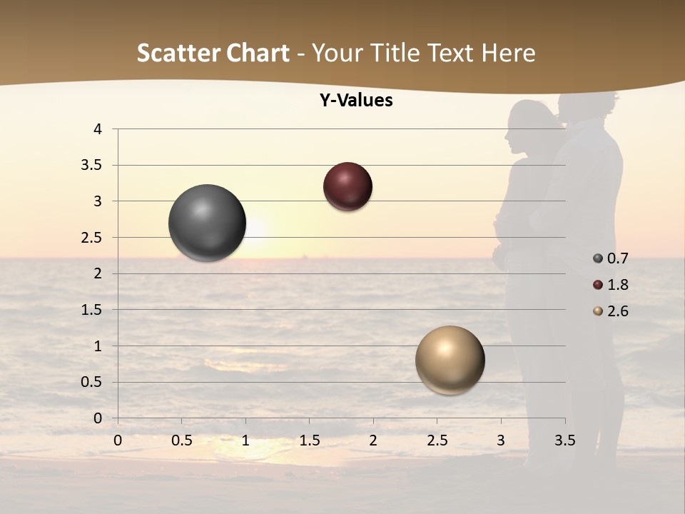 Two People Standing On A Beach At Sunset PowerPoint Template