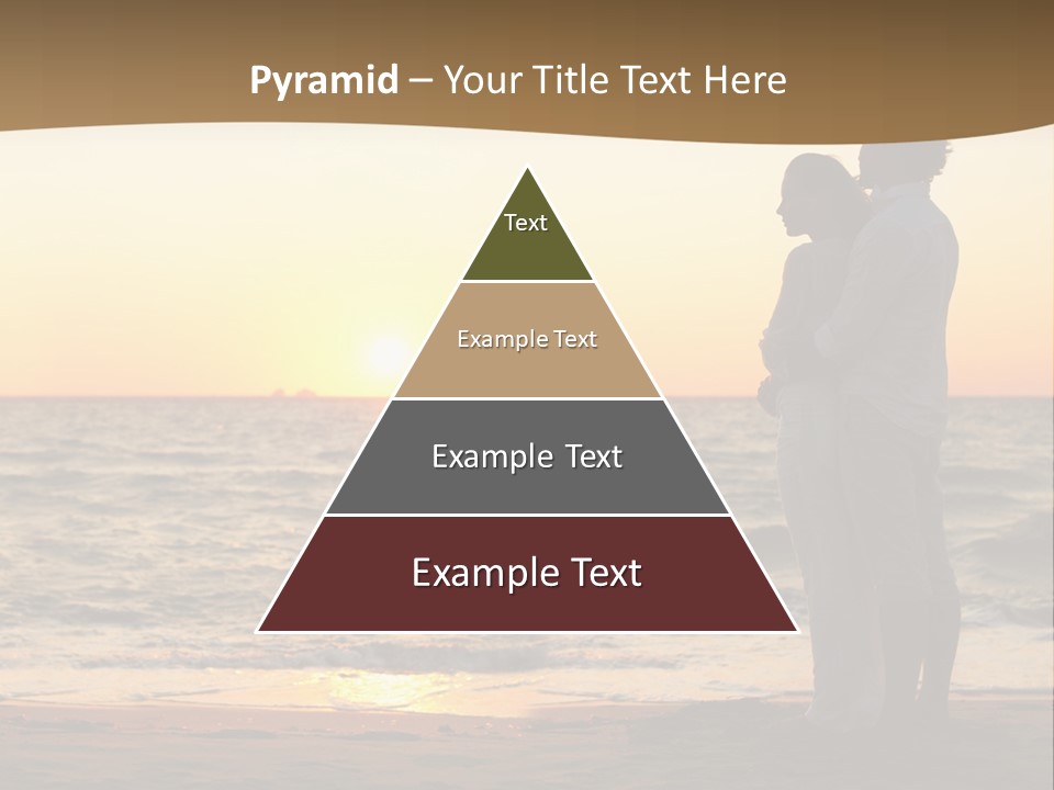 Two People Standing On A Beach At Sunset PowerPoint Template