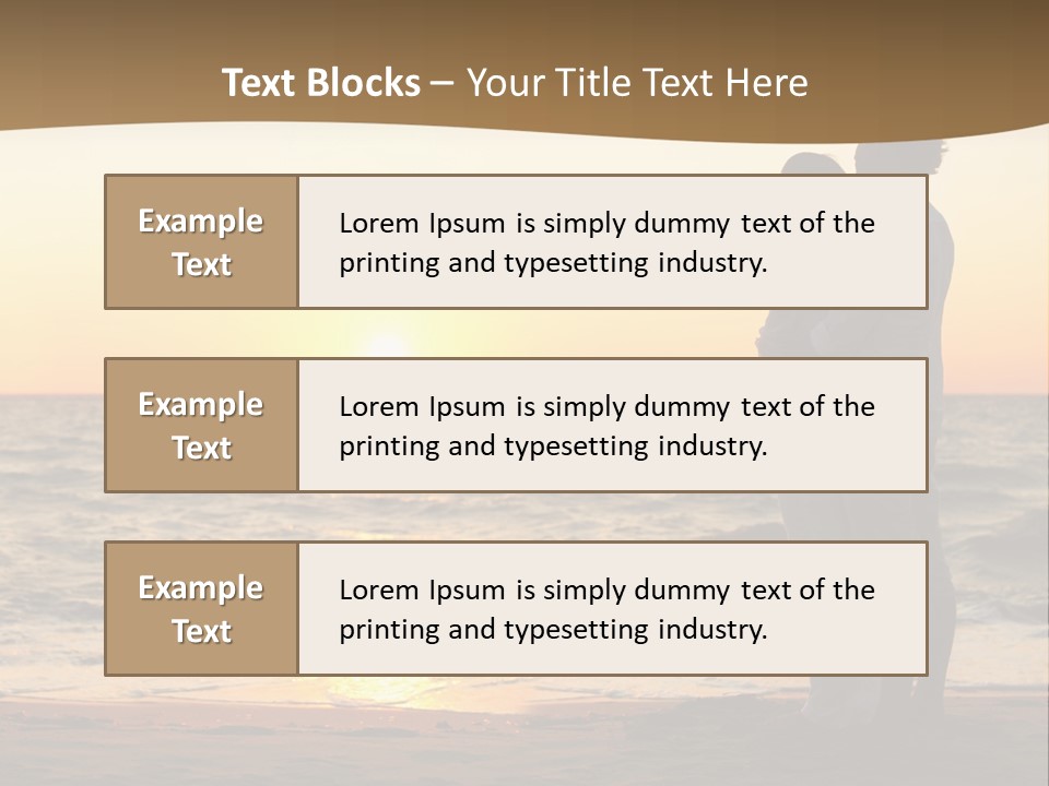 Two People Standing On A Beach At Sunset PowerPoint Template