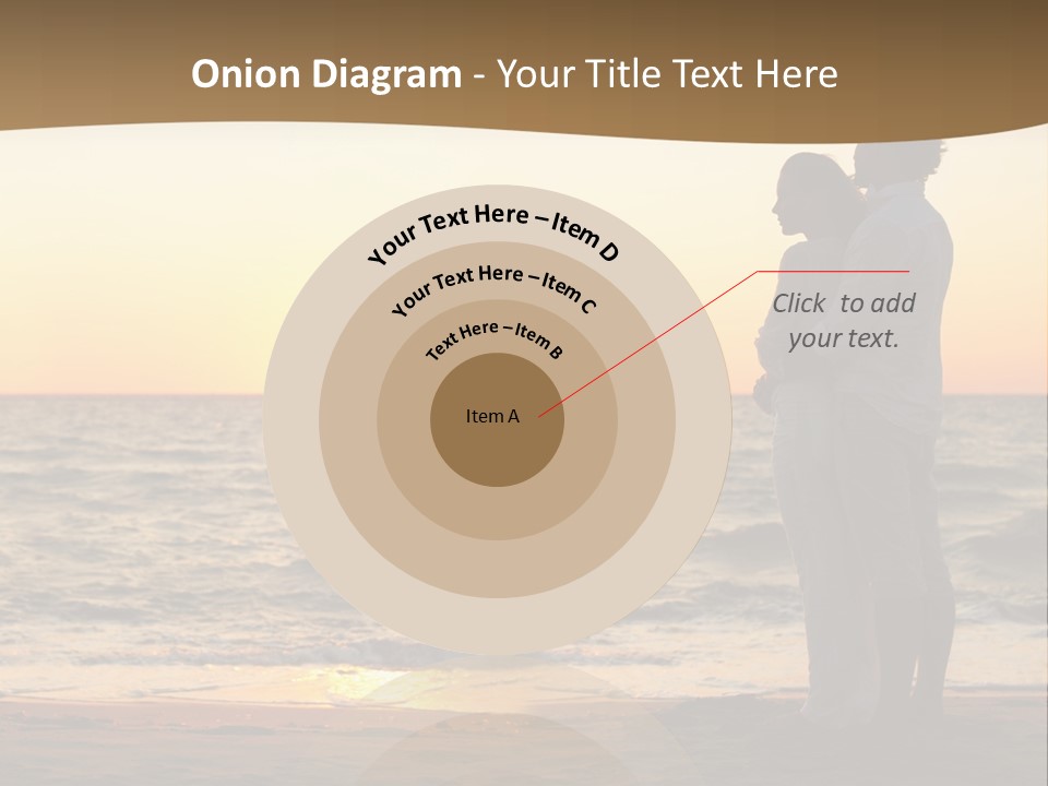 Two People Standing On A Beach At Sunset PowerPoint Template