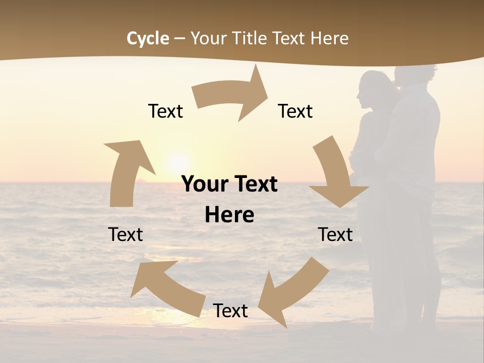 Two People Standing On A Beach At Sunset PowerPoint Template