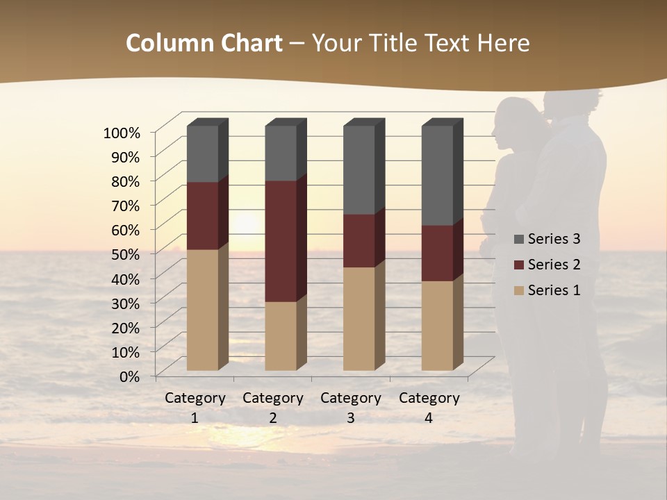Two People Standing On A Beach At Sunset PowerPoint Template