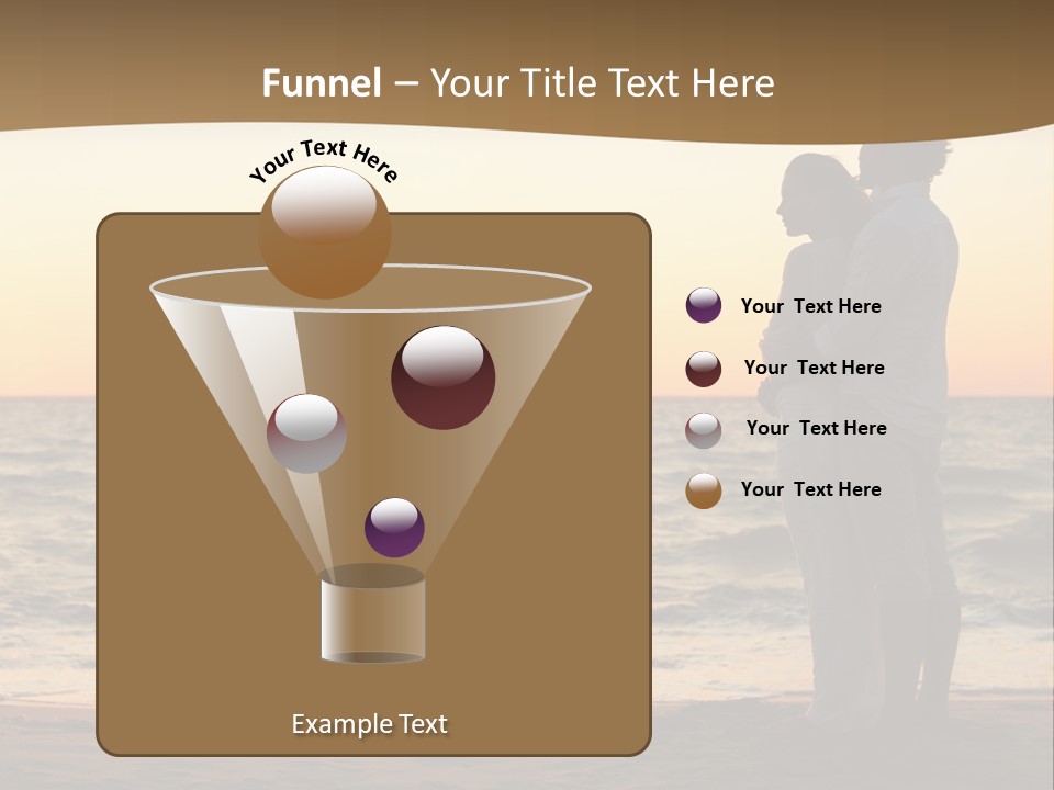 Two People Standing On A Beach At Sunset PowerPoint Template