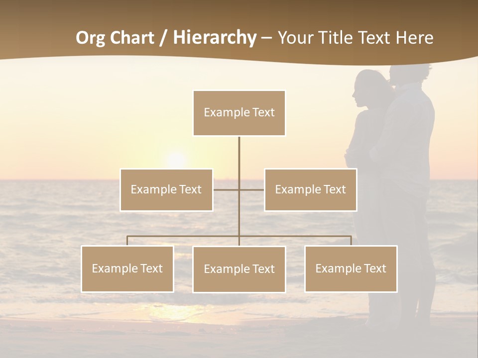 Two People Standing On A Beach At Sunset PowerPoint Template