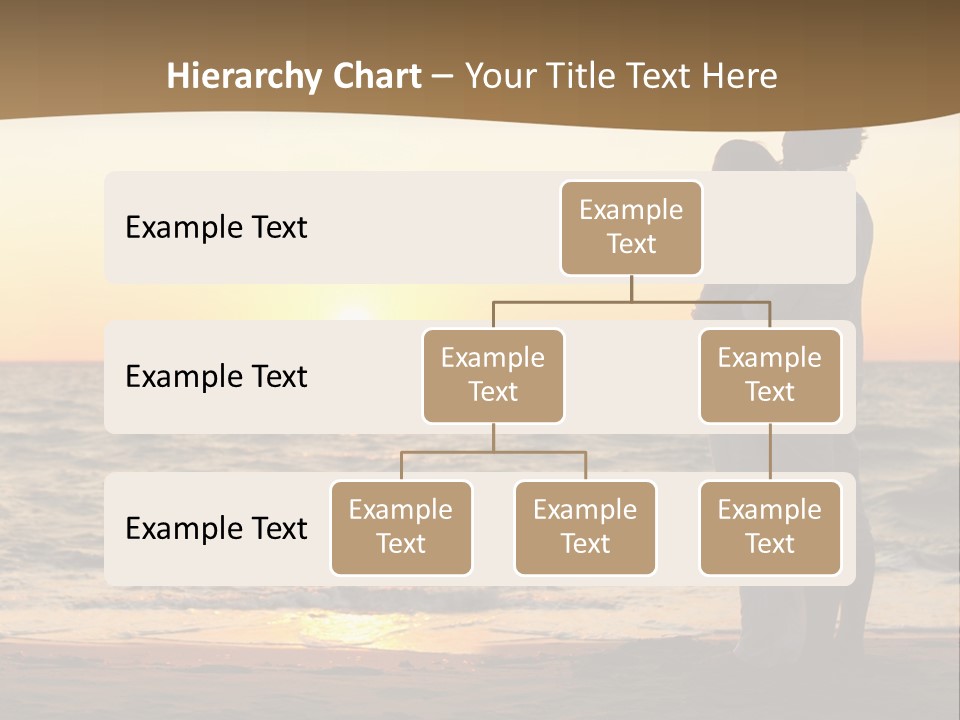 Two People Standing On A Beach At Sunset PowerPoint Template