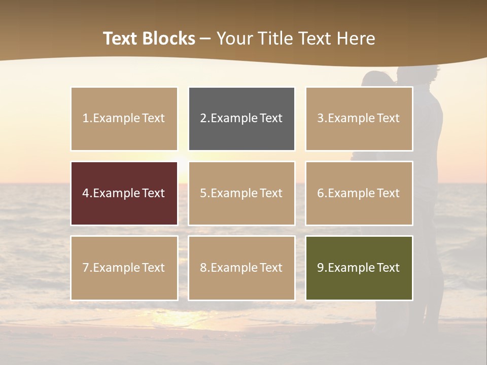 Two People Standing On A Beach At Sunset PowerPoint Template