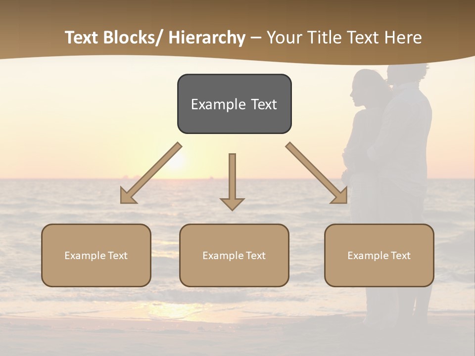 Two People Standing On A Beach At Sunset PowerPoint Template