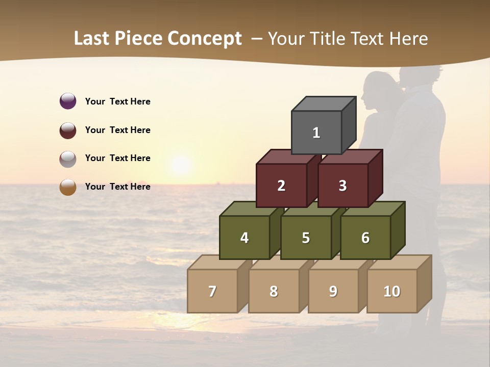 Two People Standing On A Beach At Sunset PowerPoint Template