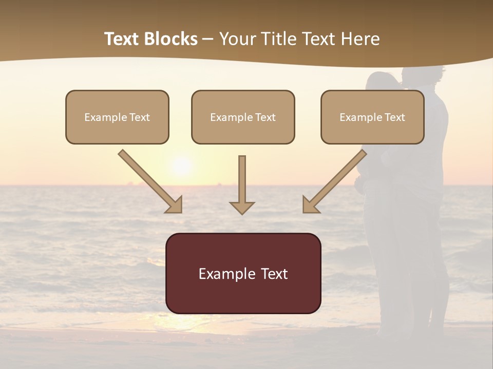 Two People Standing On A Beach At Sunset PowerPoint Template