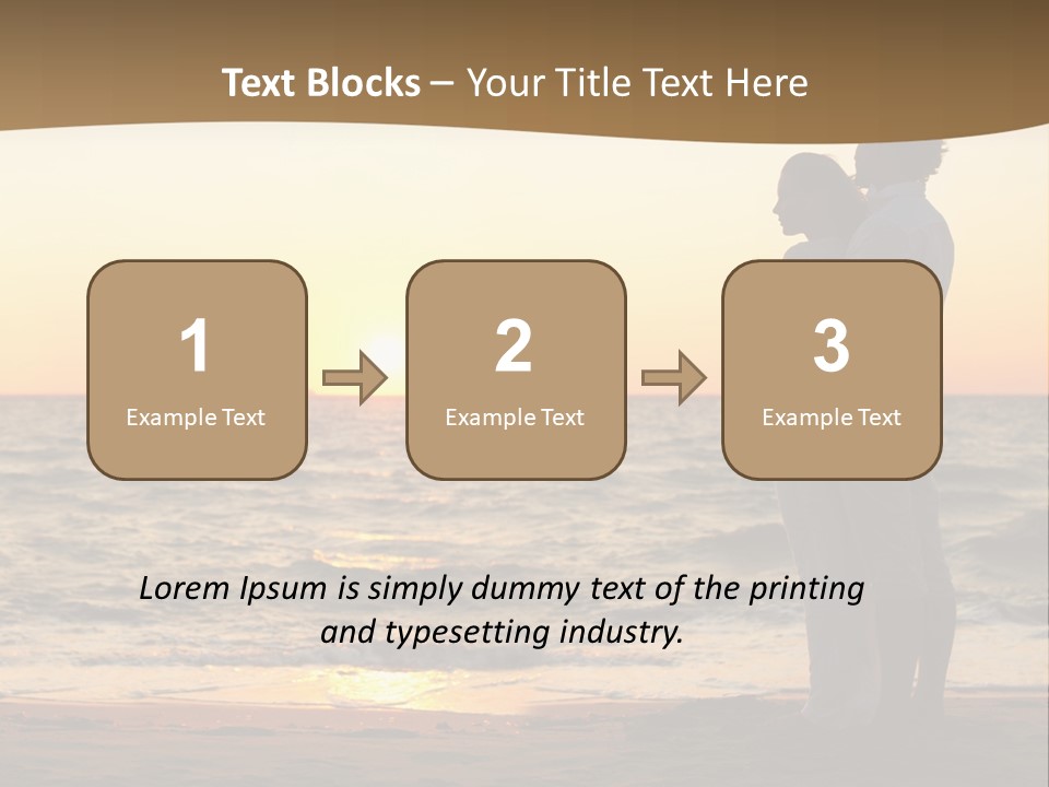 Two People Standing On A Beach At Sunset PowerPoint Template