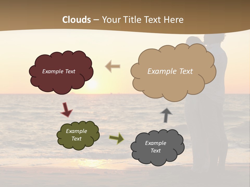 Two People Standing On A Beach At Sunset PowerPoint Template