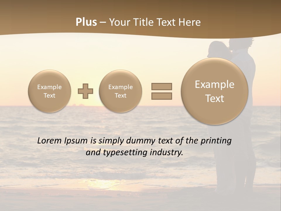 Two People Standing On A Beach At Sunset PowerPoint Template