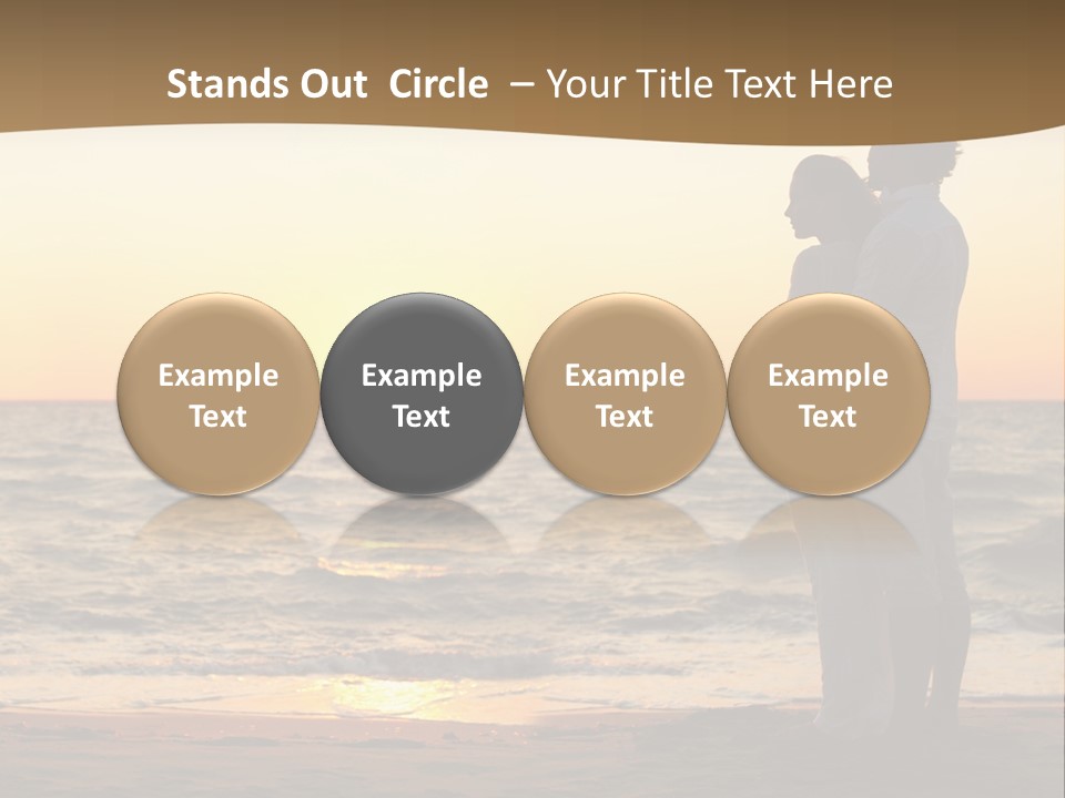 Two People Standing On A Beach At Sunset PowerPoint Template
