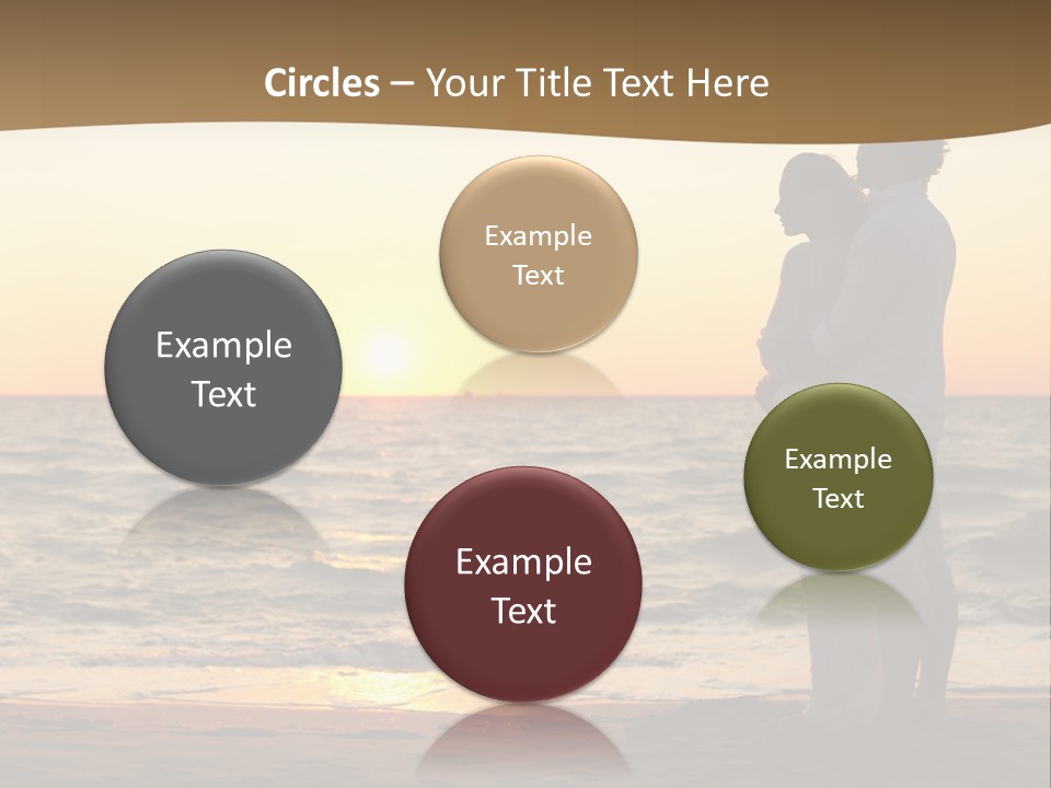 Two People Standing On A Beach At Sunset PowerPoint Template