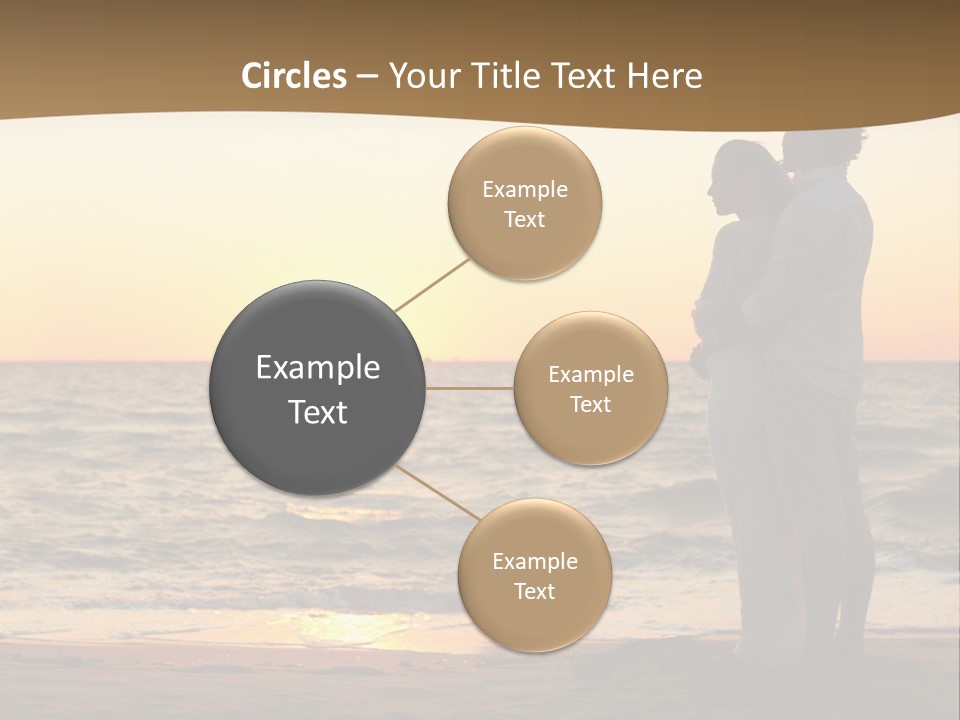 Two People Standing On A Beach At Sunset PowerPoint Template