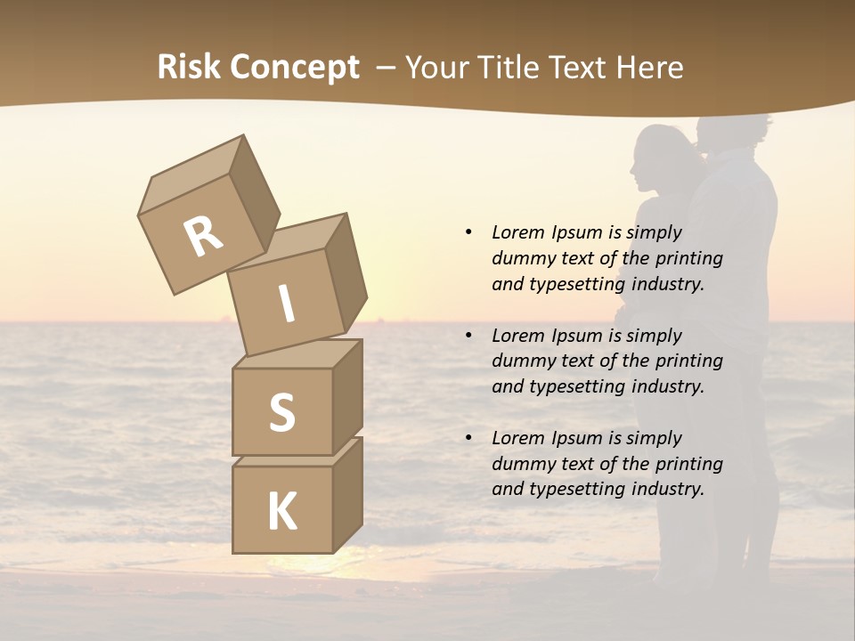 Two People Standing On A Beach At Sunset PowerPoint Template