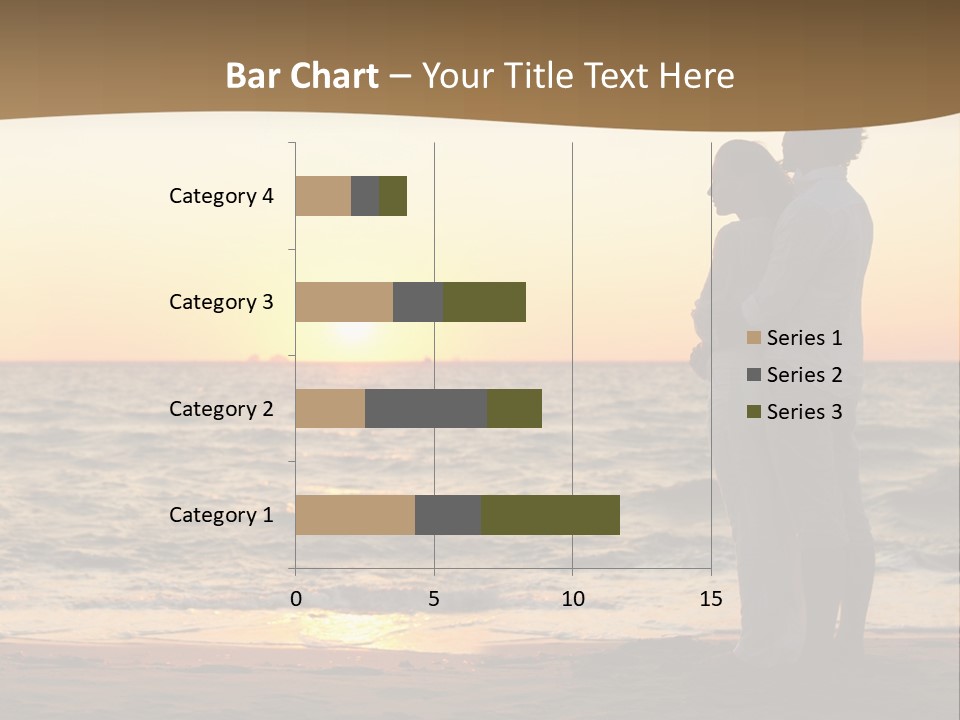 Two People Standing On A Beach At Sunset PowerPoint Template