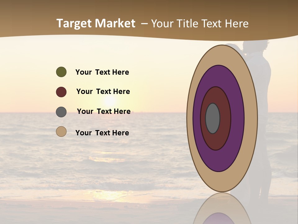 Two People Standing On A Beach At Sunset PowerPoint Template