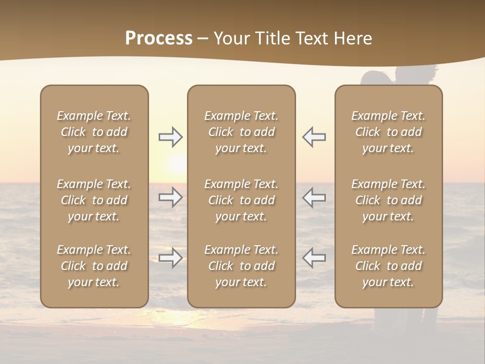 Two People Standing On A Beach At Sunset PowerPoint Template