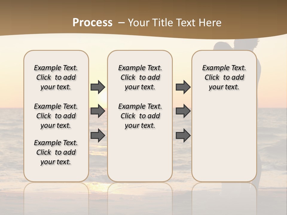 Two People Standing On A Beach At Sunset PowerPoint Template