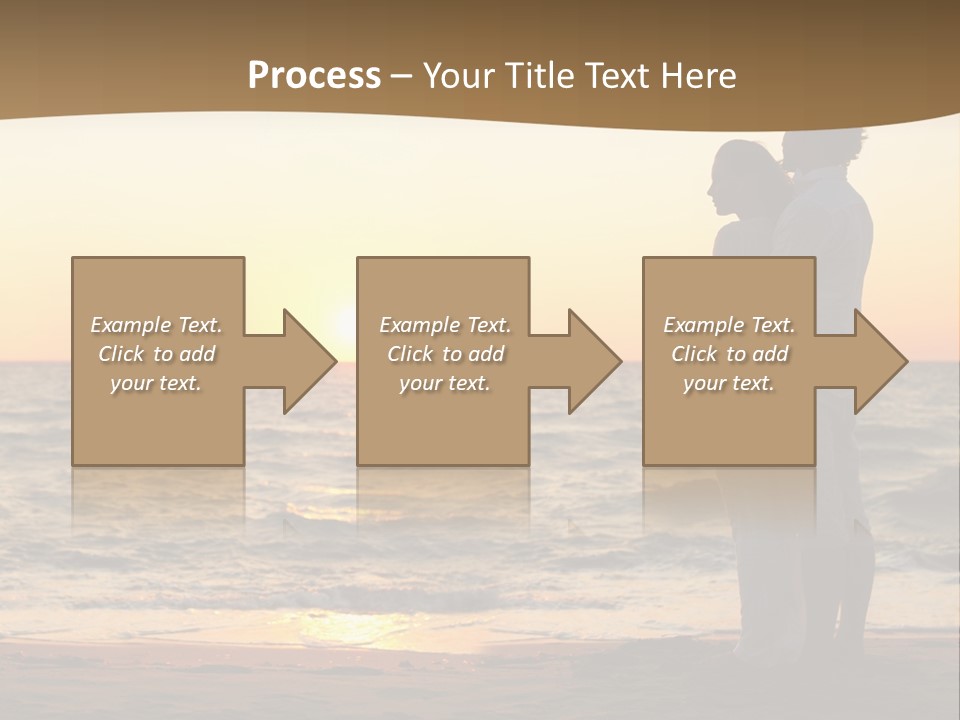 Two People Standing On A Beach At Sunset PowerPoint Template