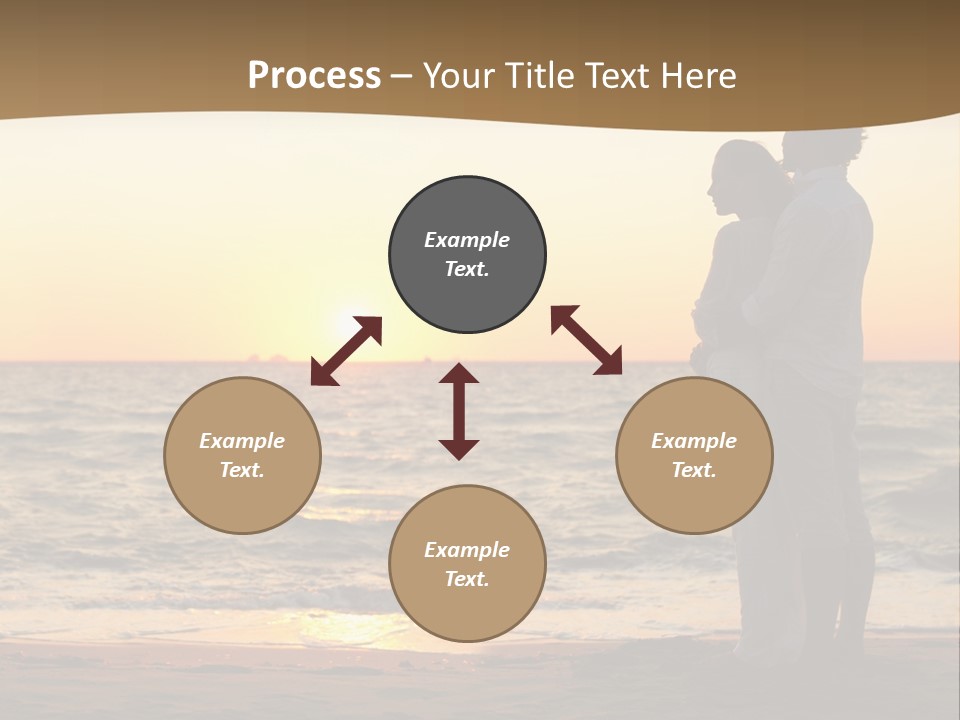 Two People Standing On A Beach At Sunset PowerPoint Template