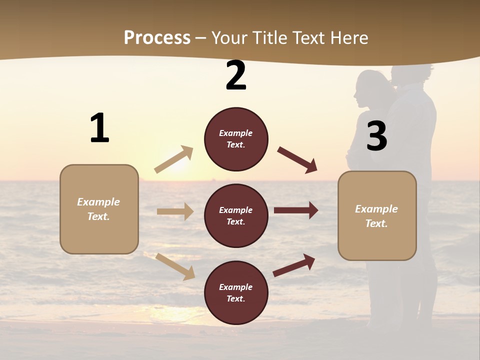 Two People Standing On A Beach At Sunset PowerPoint Template