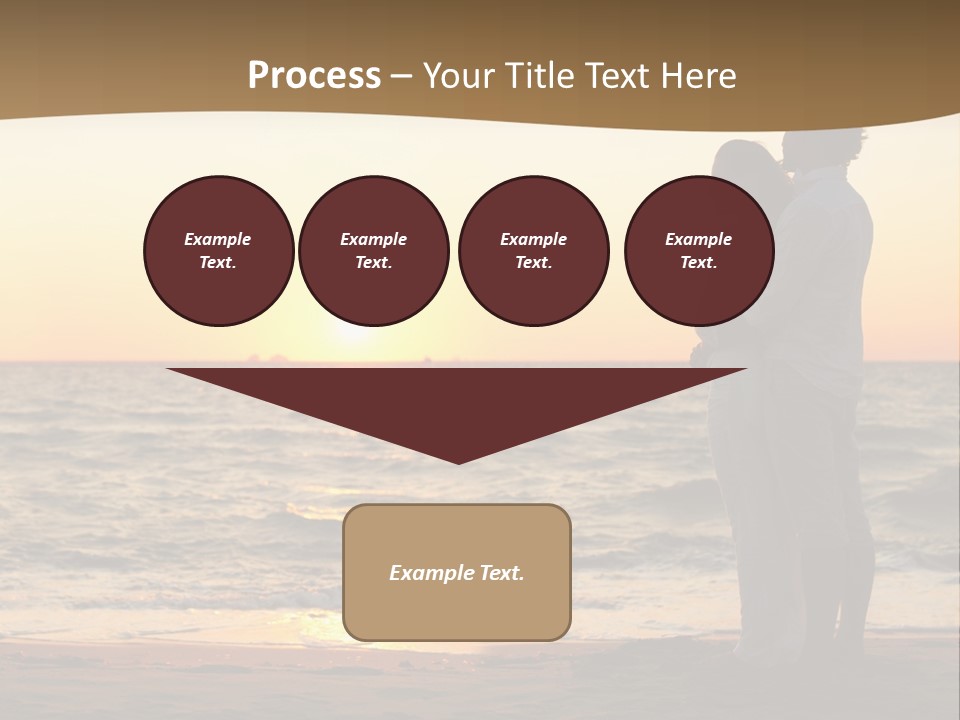 Two People Standing On A Beach At Sunset PowerPoint Template