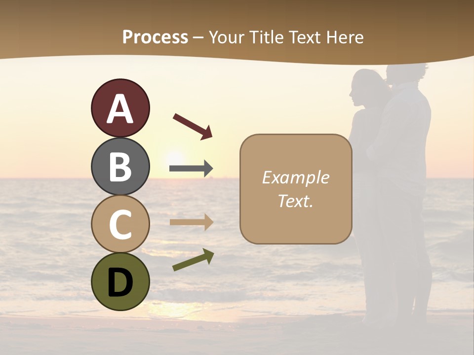 Two People Standing On A Beach At Sunset PowerPoint Template